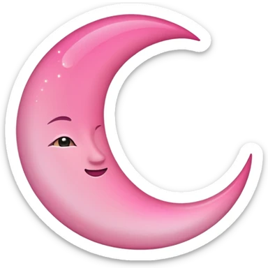 Pink crescent moon no face sticker