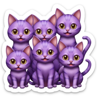 A bunch of purple cats with huge eyes smelly lines and their massive brown tongues out sticker
