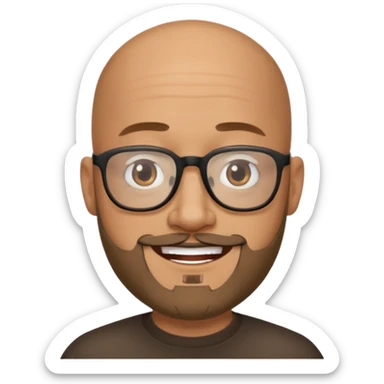 Bald male, black glasses, goatee beard, realistic portrait sticker