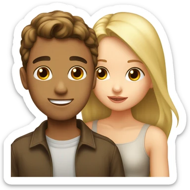 A brown hair boy who kisses a pretty blonde girl sticker