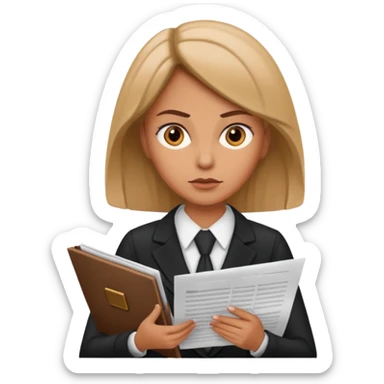 female lawyer reading a document sticker
