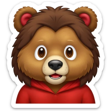 Urso pardo com cabelo vermelho mostrando a língua  sticker
