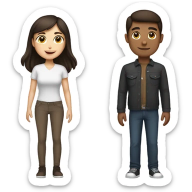 Short brunette girl with her tallest brunette boyfriend sticker