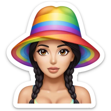 Kim Kardashian Wearing a rainbow hat ￼￼ sticker