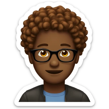 Brown skin black guy with curly ginger hair with glasses sticker