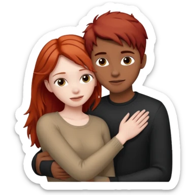 Red haired girl with dark brown hair boy romance sticker