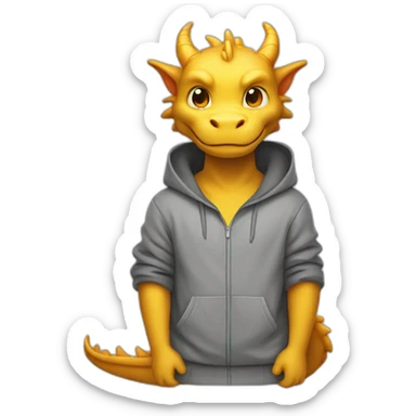 The dragon is dressed in a hoodie sticker
