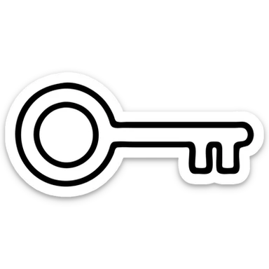 white door key, simple line drawing sticker