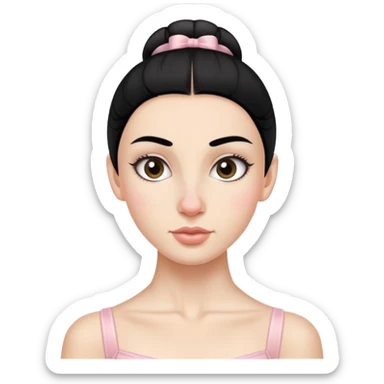 Ballerina with black hair and bumby nose  straight eyebrows very skinny sticker