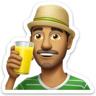 extremely dehydrated mexican guy completely enjoying drinking yellow juice emoji sticker