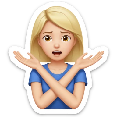 Arms crossed hands holding neck surprised yelling girl sticker