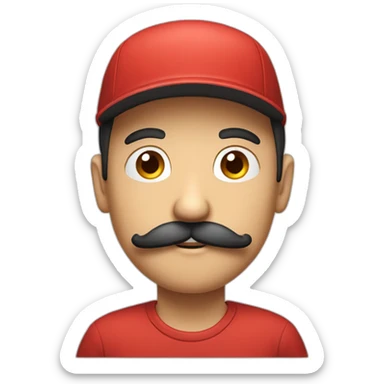 cartoon guy with mustache and red cap with a withe m on it sticker