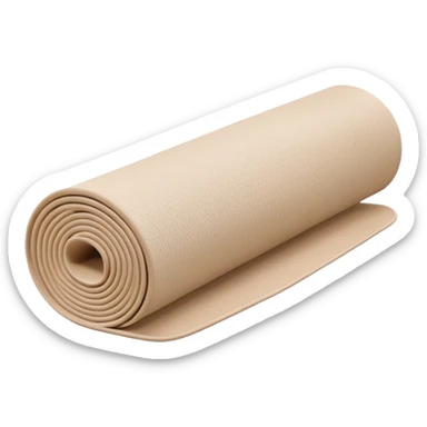 Soft beige yoga mat rolled up, pastel background, minimal style sticker