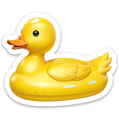 duck-shaped inflatable pool float floating on water, bright yellow rubber duck design, glossy plastic texture, gentle water ripples, summer pool vibe, 3D cartoon style, mobile game icon style, clean composition, no people, no text, no watermark

 sticker