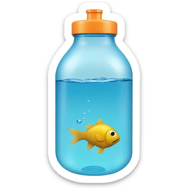 Fish swimming in a water bottle sticker