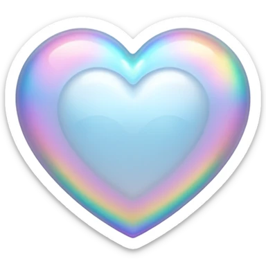 white heart with a holographic effect sticker