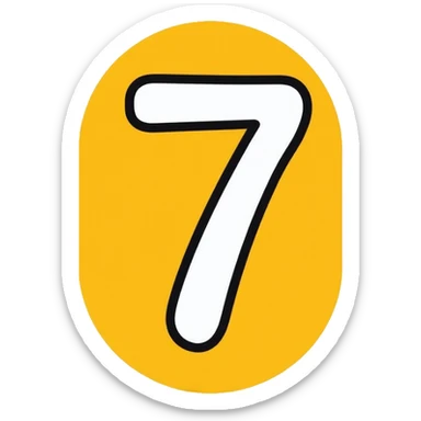 Number 7 on a yellow volumetric background sticker