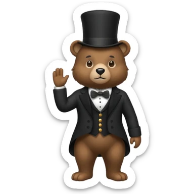Bear with a full black tophat sticker