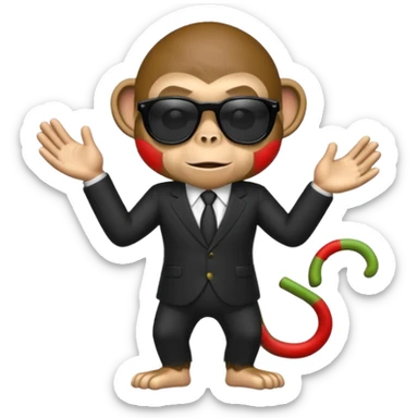 Make an emoji that looks like a monkey in a mafia With dark fully sunglasses sticker