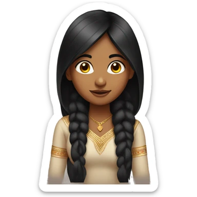 Indian girl with black hair  sticker