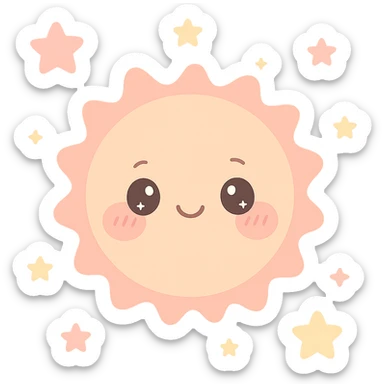 kawaii style blushing sun sticker