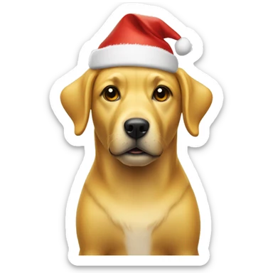 Yellow dog with christmas hat sticker