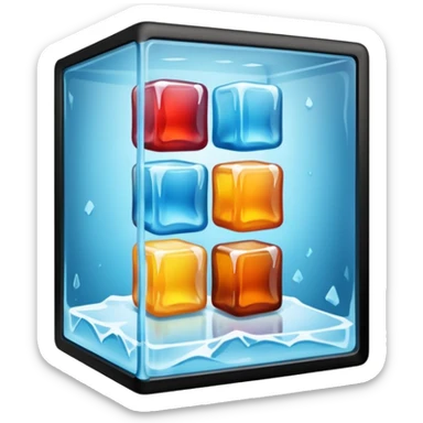 mixed closet inside a large ice cube sticker