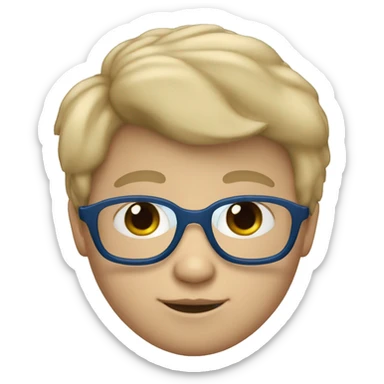 Un niño blanco con lentes azules y pelo negro  sticker