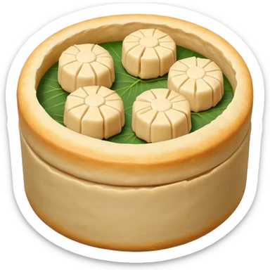 siu mai (a type of dim sum, just 1 cube of white color fish patty wrapped by yellow dough, leaving only the top part unwrapped, shape looks like short cylinder shape) sticker