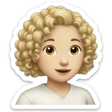 White curly girl asian sticker