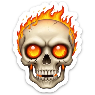 Skull eyes on fire sticker