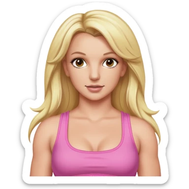 Britney Spears with long blonde hair, pink crop top sticker