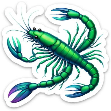 emoji of a glowing green shrimp sticker