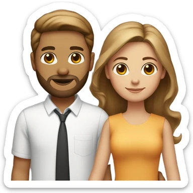 Couple holding hands, girl has light brownish complexion with medium hair and rectangular frames, The boy is white and has trimmed beard sticker