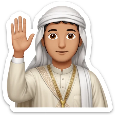 Saudi man in traditional attire waving sticker