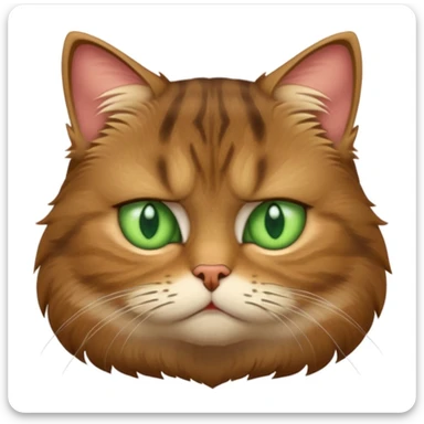 a fluffy brown tabby cat  face who is very grumpy sticker