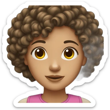 brunnette girl with curly hair sticker