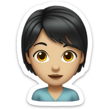 glass girl black hair sticker