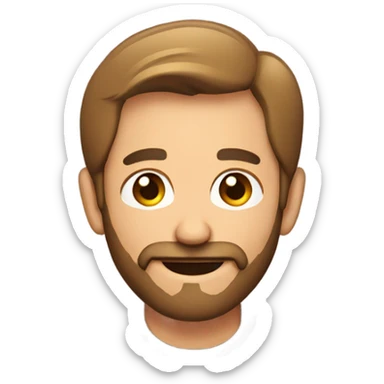 smiling man indoors with beard sticker