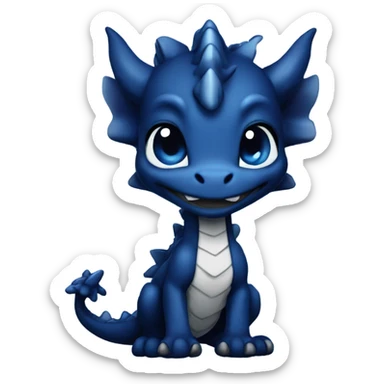 adorable midnight blue chibi dragon sticker