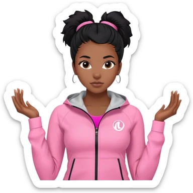 black girl with black straigh hair and baby hairs with pink lululemon jacket on  sticker