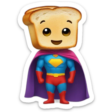 toast wearing a superhero cape sticker