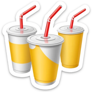 napkins, soda straws, yellow disposable cup sticker