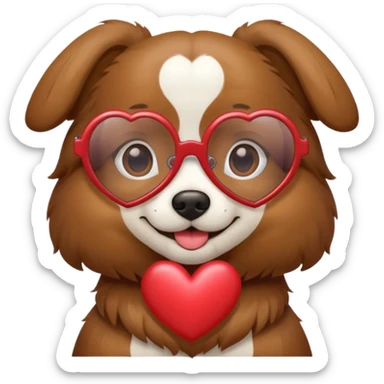 Dog wearing heart glasses sticker