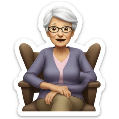 old lady in chair sticker