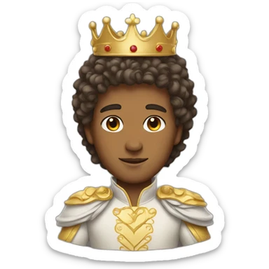 A white prince with curly hair and Crown on a head sticker