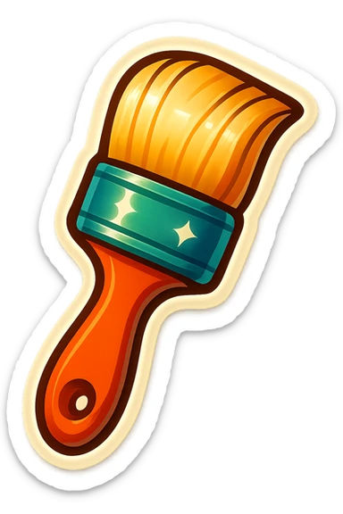 A paint brush sticker with a vintage design and bright colors sticker