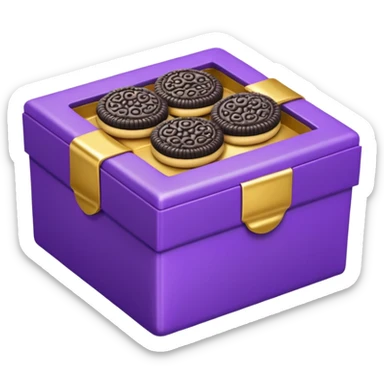 cookie chocolate oreo in purple box with gold circles sticker