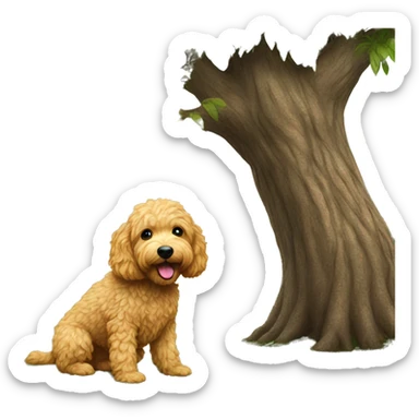Golden doodle peeing on a tree sticker