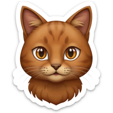 brown cat with dark brown accents and brown eyes  sticker